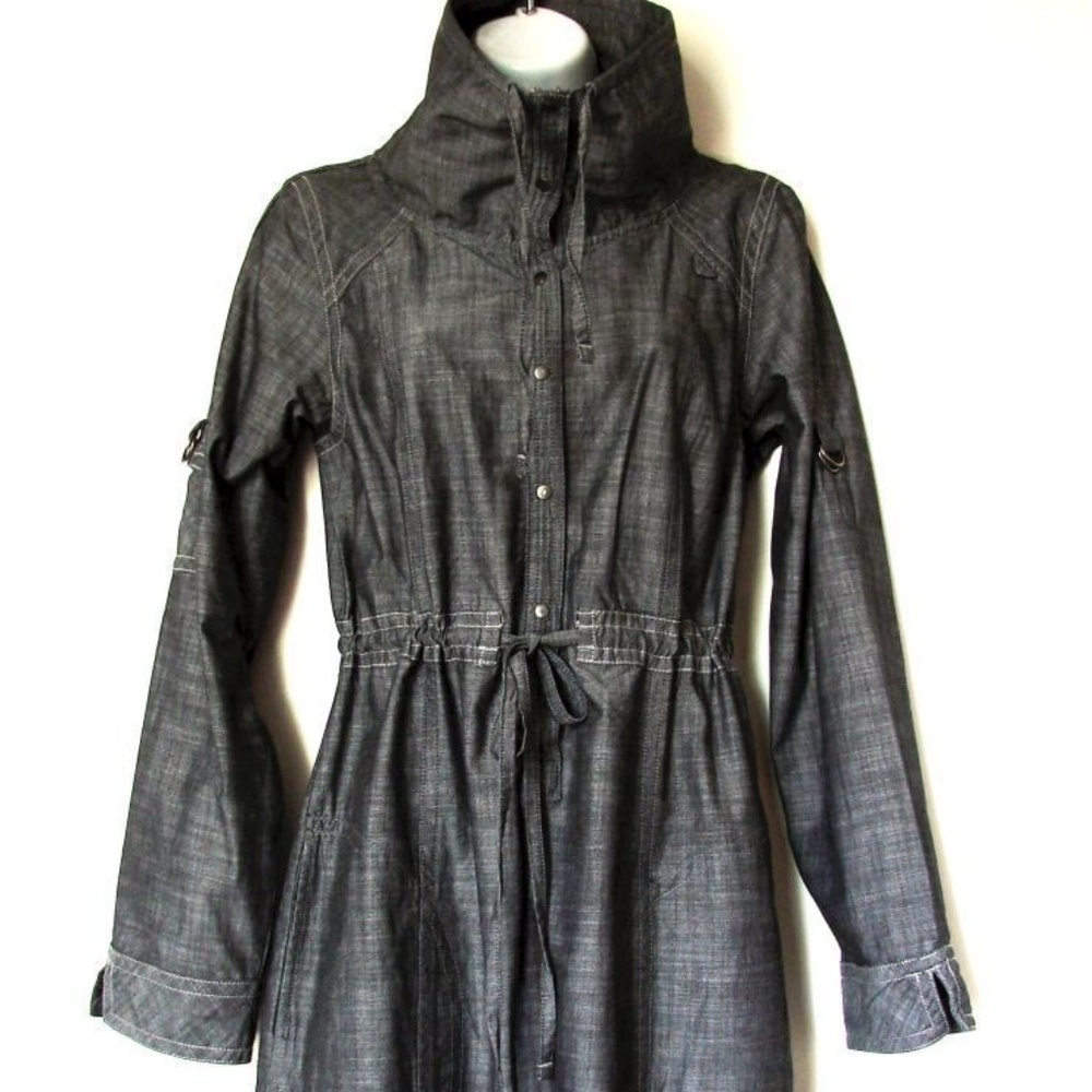 COLUMBIA Lightweight Denim Cargo Utility Chambray Shirt Tunic Dress